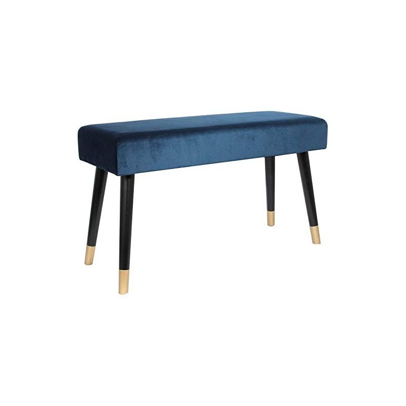 The Home Deco Factory Banc Velours Bleu Bois X X Cm