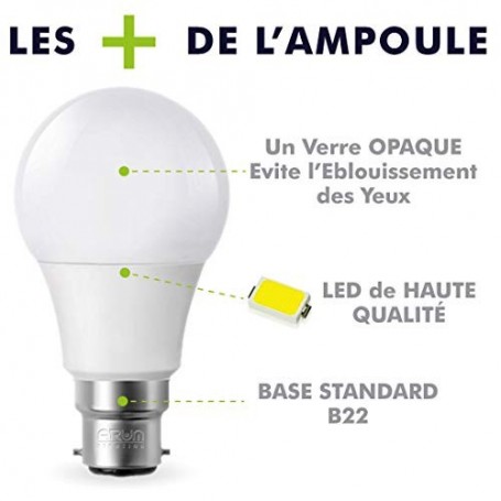 Lot De 10 Lot De 10 Ampoules LED E27 9W A60 - Lumière Blanche Chaud 4000K